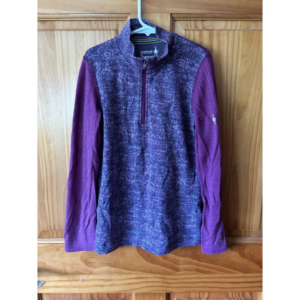 Smartwool Kids XL Purple Zip Pullover Baselayer 100% Merino Wool Outdoor Hiking